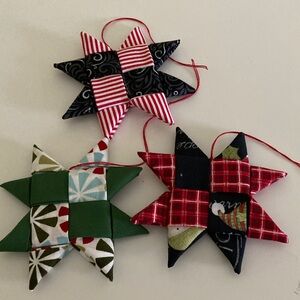 Holiday Star Ornament Trio - Red, Green, Black